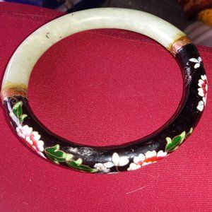 BEAUTIFUL VINTAGE CLOISONNE AND JADE BRACELET